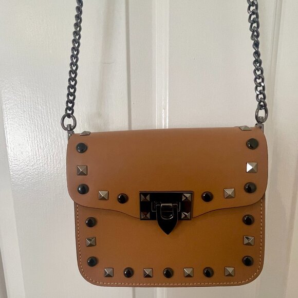 Handbags - Brown Leather Purse with Studs